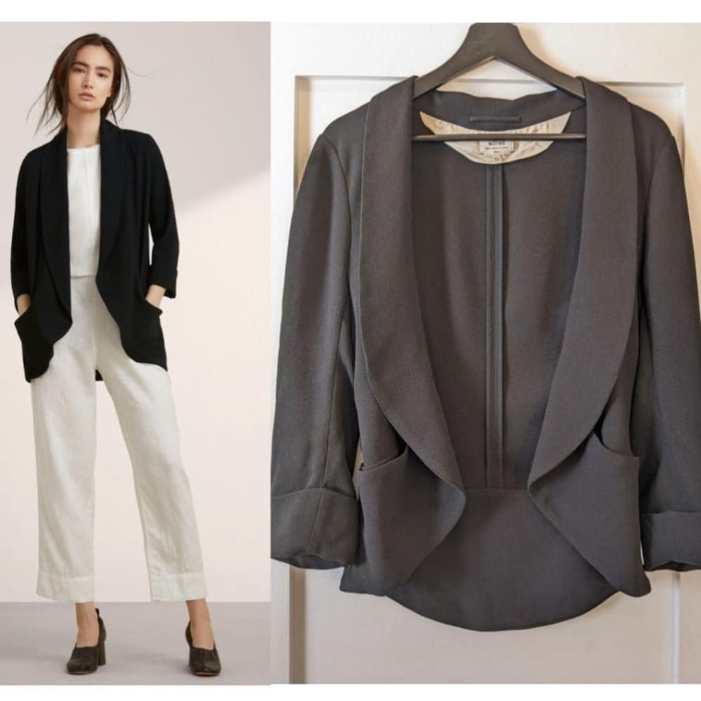 Aritzia Wilfred | Chevalier open-front blazer in black crepe